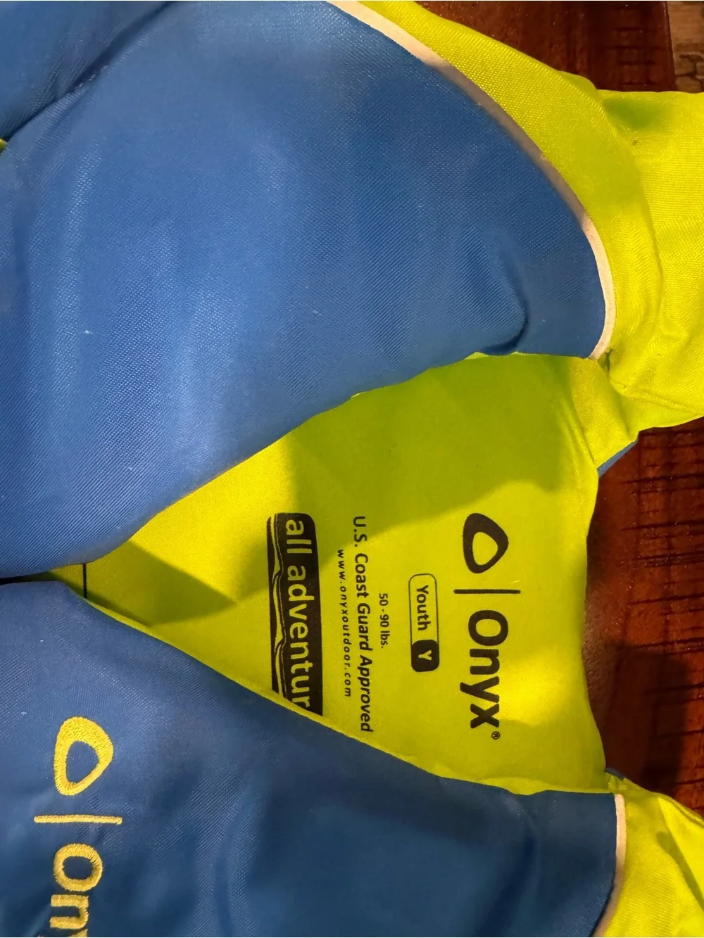 Onyx Youth Life Jacket - Blue & Neon Yellow